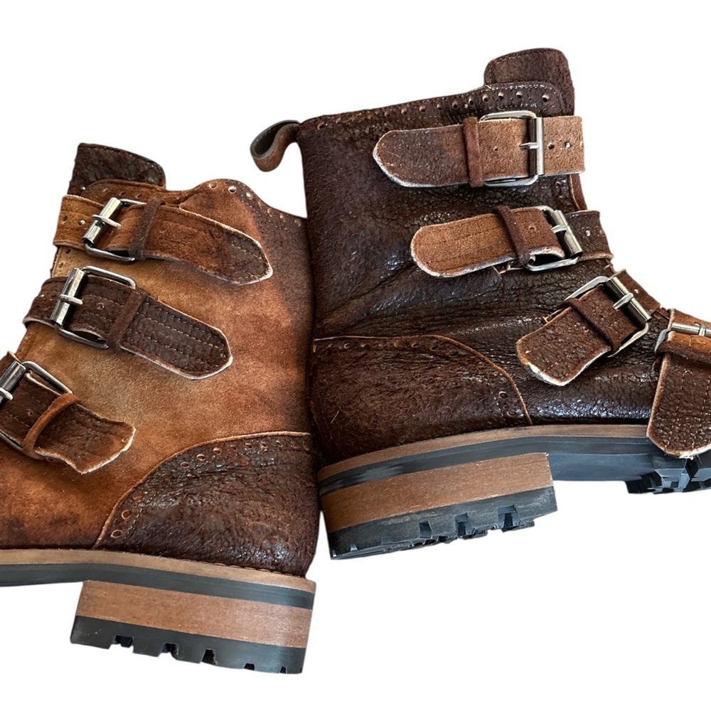 CORRAL ANKLE ROUND TOE HERITAGE Distressed  WESTERN Moto Buckle BOOT-F1184 - Picture 5 of 8
